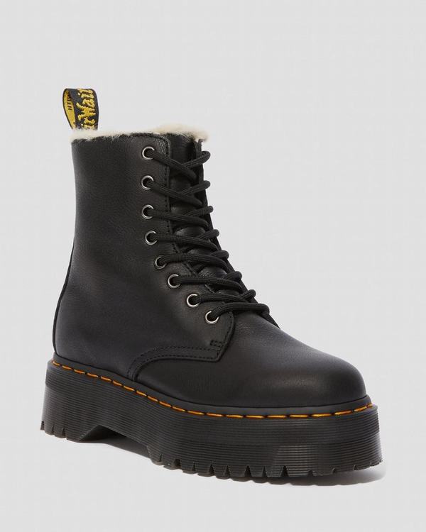 Dr Martens Dámské Kotníkové Boty Fur-lined Jadon Černé, CZ-830796